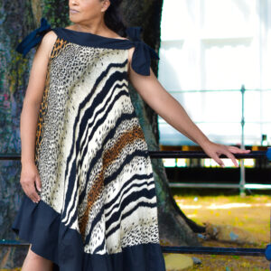 Asymmetrical A-line  Animal print Dress